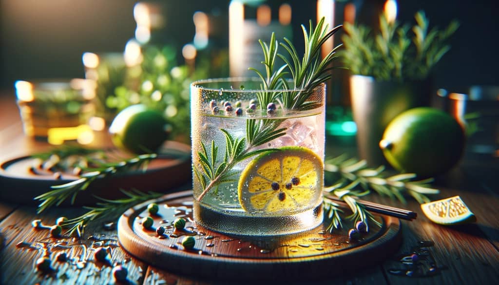 A refreshing Herbal Infusion Ward 8 cocktail garnished with fresh rosemary sprigs