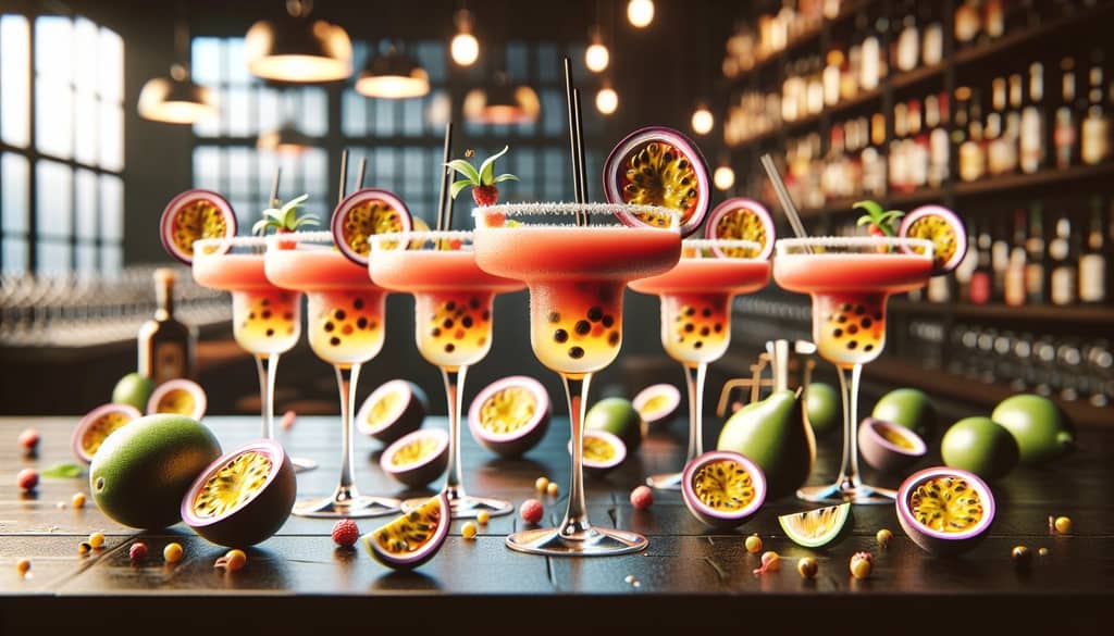 A refreshing lineup of passion fruit margaritas showcasing creative twists on the classic cocktail
