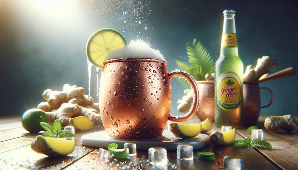 A refreshing Moscow Mule made with non-alcoholic ginger beer, showcasing its suitability for a healthier lifestyle.