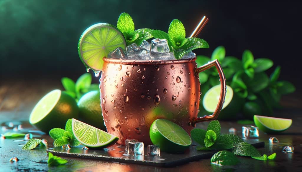 A refreshing Virgin Moscow Mule served in a classic copper mug, garnished with lime and mint.