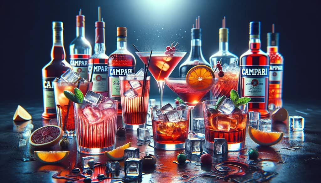 A selection of Campari-based cocktails illustrating different levels of bitterness