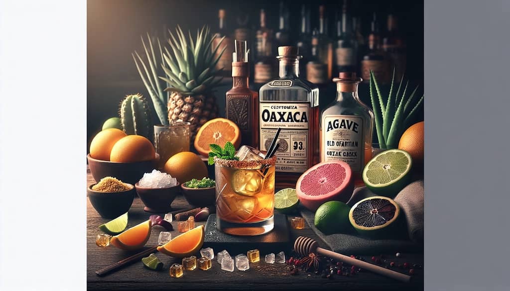 A selection of ingredients and garnishes for customizing a Oaxaca Old Fashioned cocktail