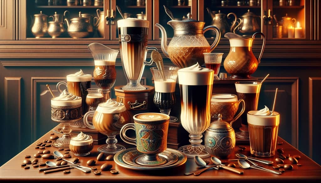 A selection of traditional Irish Coffee glasses, emphasizing their classic shape and design