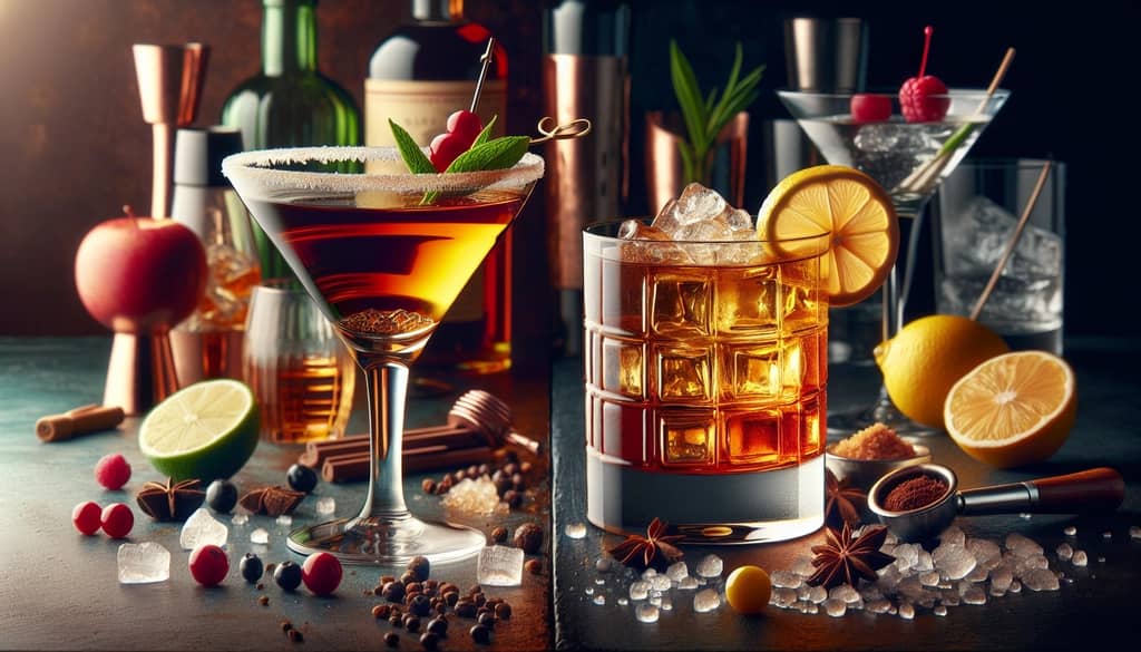 A side-by-side visual comparison of Brandy Crusta's complex profile and Sidecar's balanced blend of sour and sweet