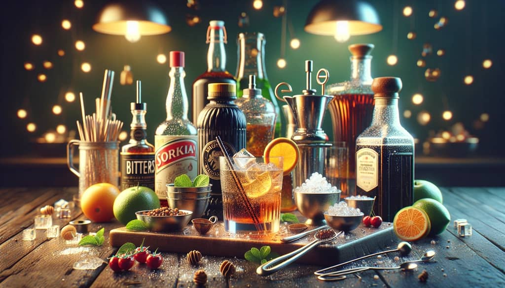 A simple guide showing how to mix bitters with soda for a refreshing drink experience.