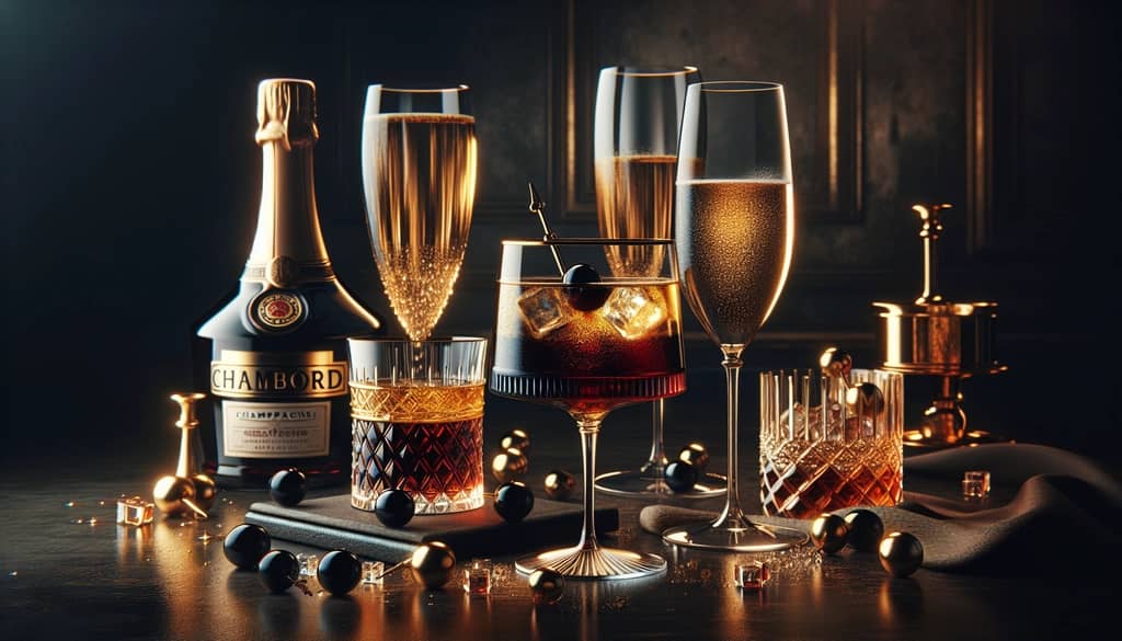 A sophisticated display of Chambord and Champagne cocktails to expand your repertoire.