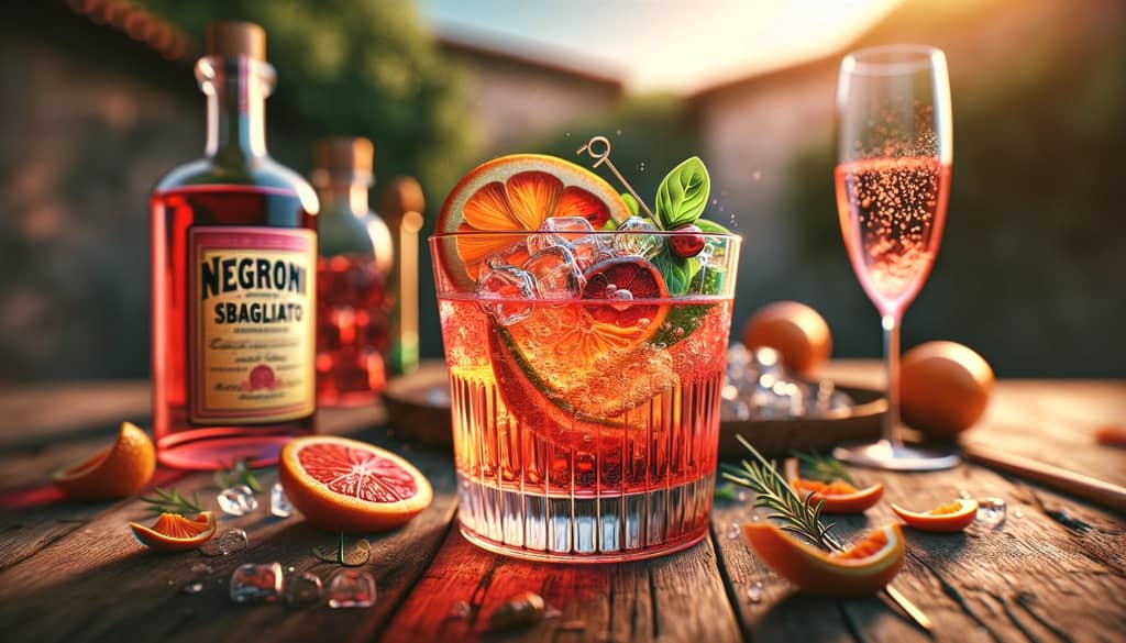 A tantalizing Negroni Sbagliato cocktail, showcasing its unique blend of flavors and Italian roots.