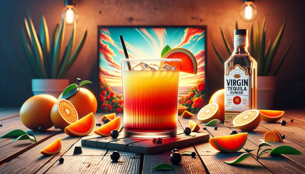A traditional Virgin Tequila Sunrise with its iconic layered look of orange juice and grenadine