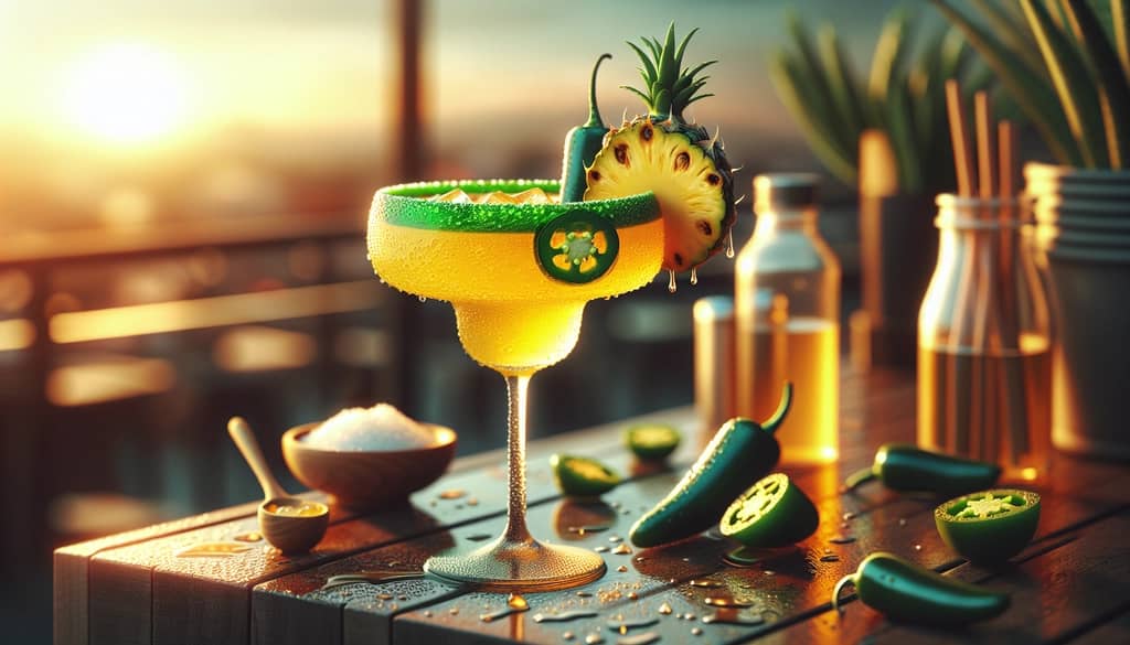 A variation of the Pineapple Jalapeño Margarita with additional sweetness and spice.