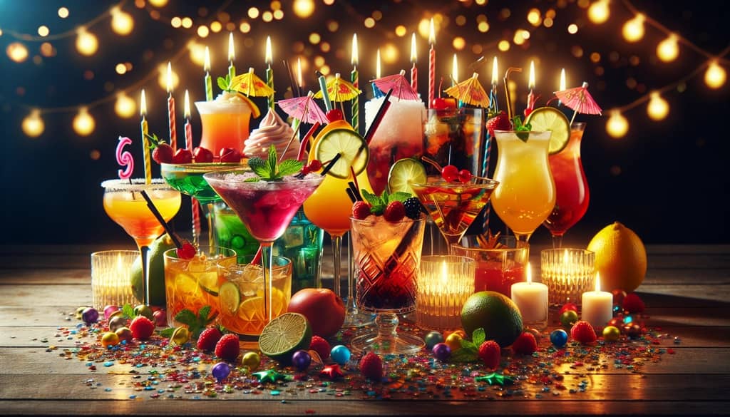 A vibrant assortment of festive birthday cocktails to toast a special occasion
