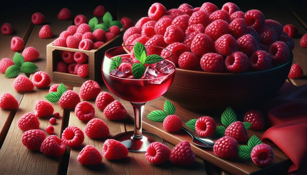 A vibrant collection of raspberries highlighting their nutritional benefits in cocktails