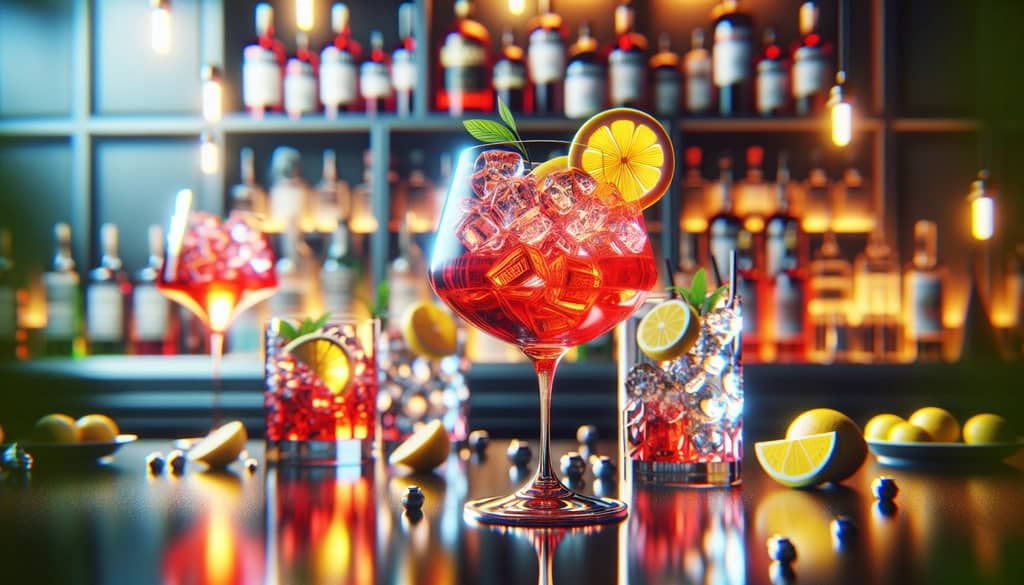 A vibrant Gin Campari Sour cocktail with a lemon garnish, highlighting its appealing red hue and bitter-sweet flavor profile
