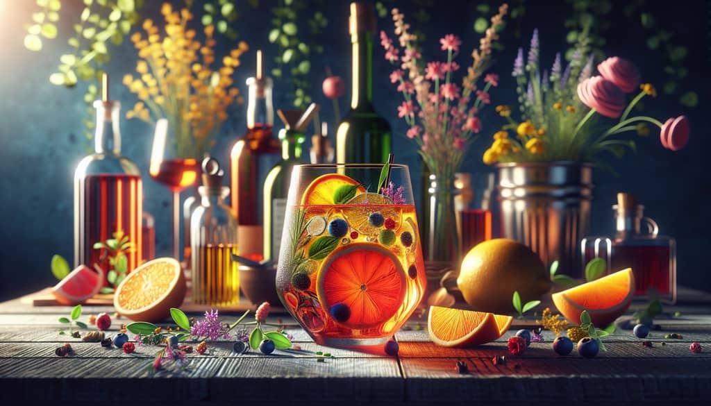 A vibrant glass of Amaro Angeleno Spritz featuring Californian botanicals and citrus notes.