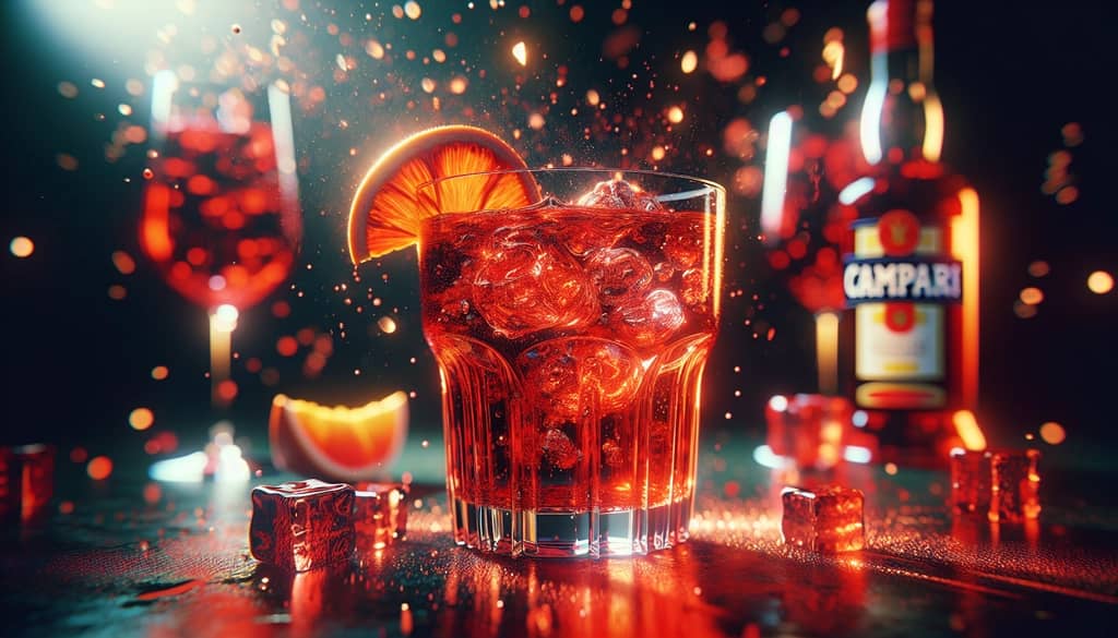 A vibrant glass of Campari and Soda, showcasing its distinctive red hue and refreshingly bittersweet allure