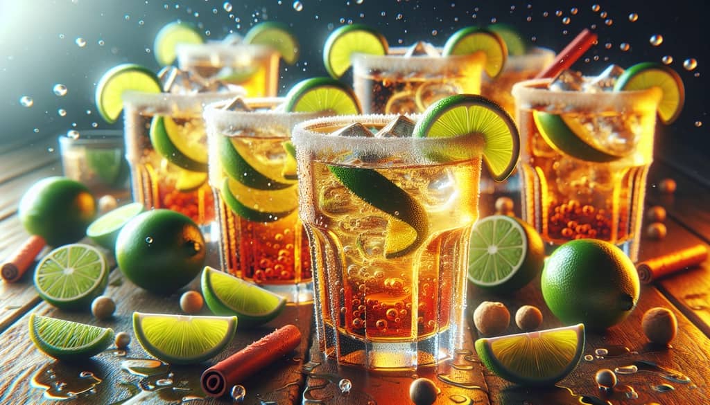 A vibrant image showcasing tequila and ginger ale cocktails garnished with lime