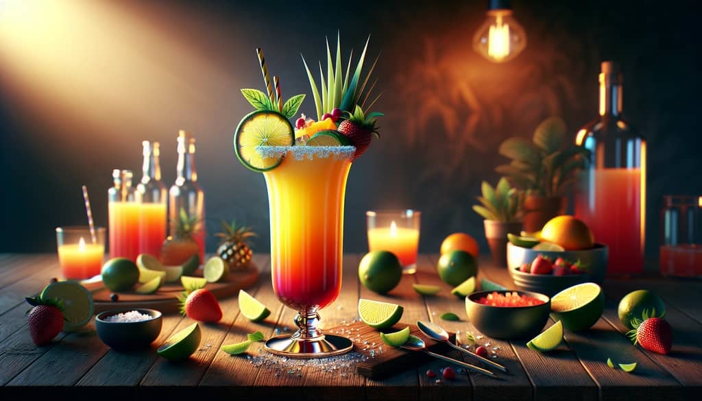 A vibrant Virgin Tequila Sunrise mocktail capturing the traditional look and taste without alcohol