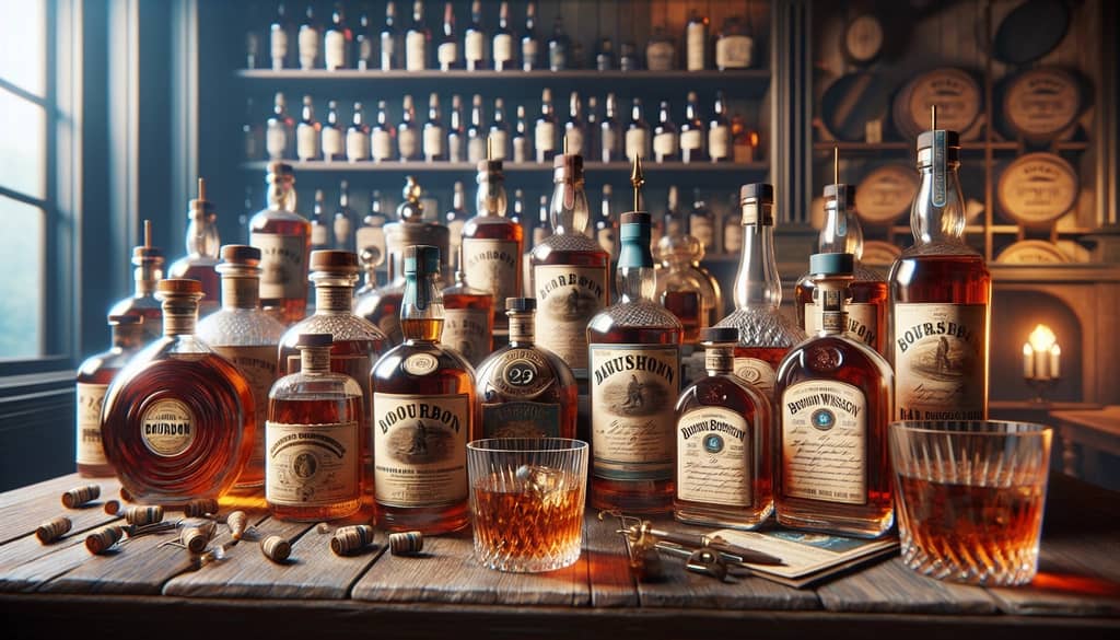 An array of Sazerac's bourbon bottles showcasing the rich heritage and diversity of the brand.
