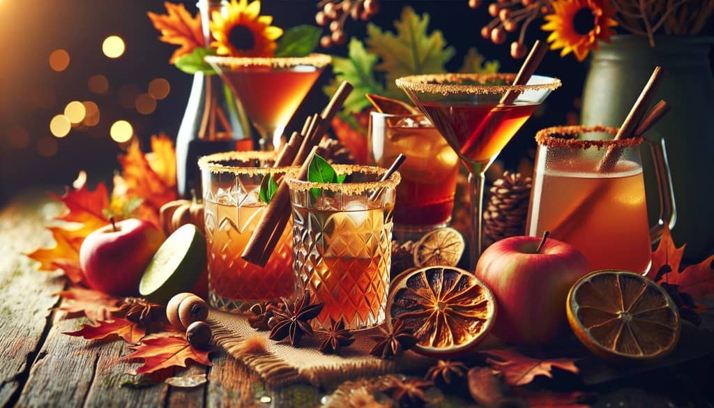 An array of warm and spiced fall cocktails that capture the essence of autumn.
