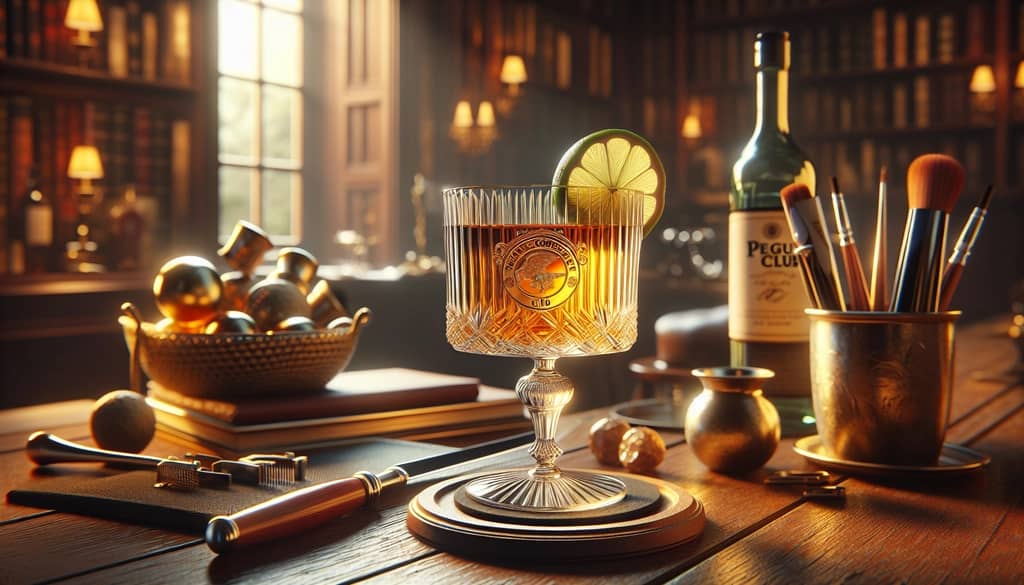 An elegant glass of Pegu Club cocktail, embodying its historical and classic essence.