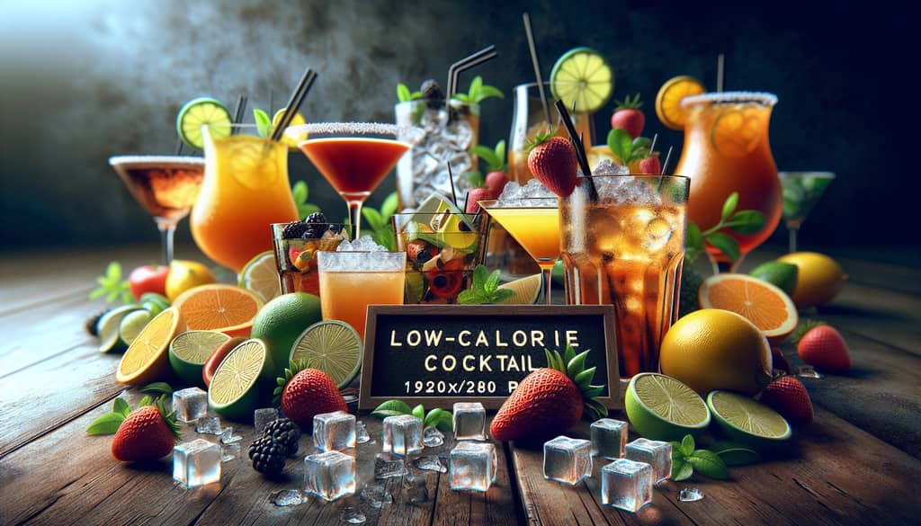 An enticing selection of low-calorie cocktails featuring fresh ingredients and vibrant colors