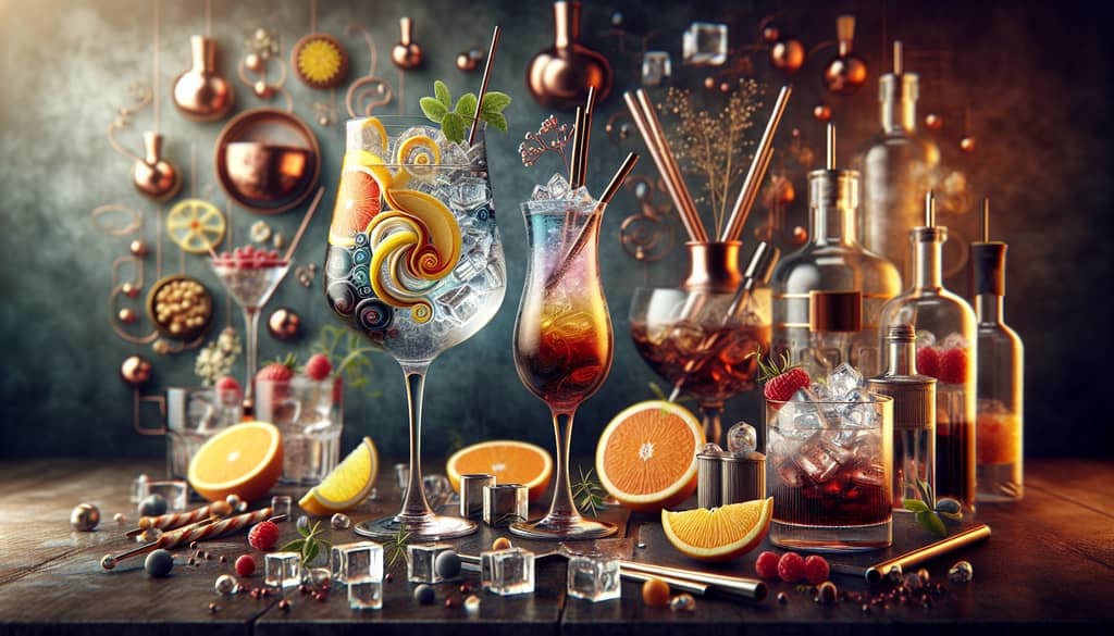 An imaginative fusion of gin and coke cocktails with various flavor twists and garnishes