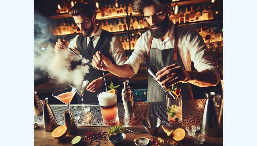 An imaginative process of designing unique cocktails, focusing on customizing flavors and presentation.