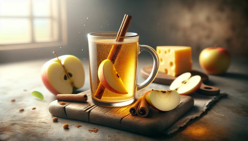 apple cider served with cheese board