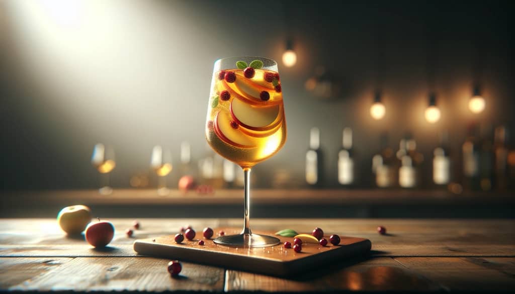Apfel-Cider-Sangria mit Apfel, Orange, Birne und Cranberry