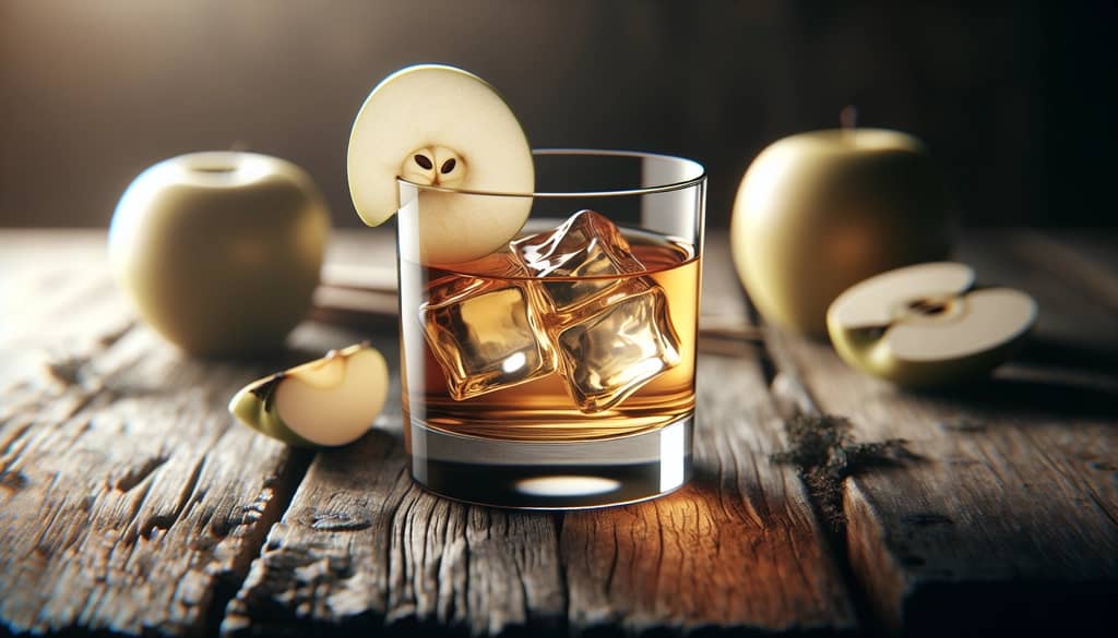 Cocktail mit Apfelsaft und Whiskey im Glas