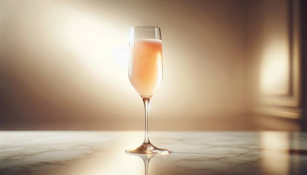 bellini with peach purée in a flute glass
