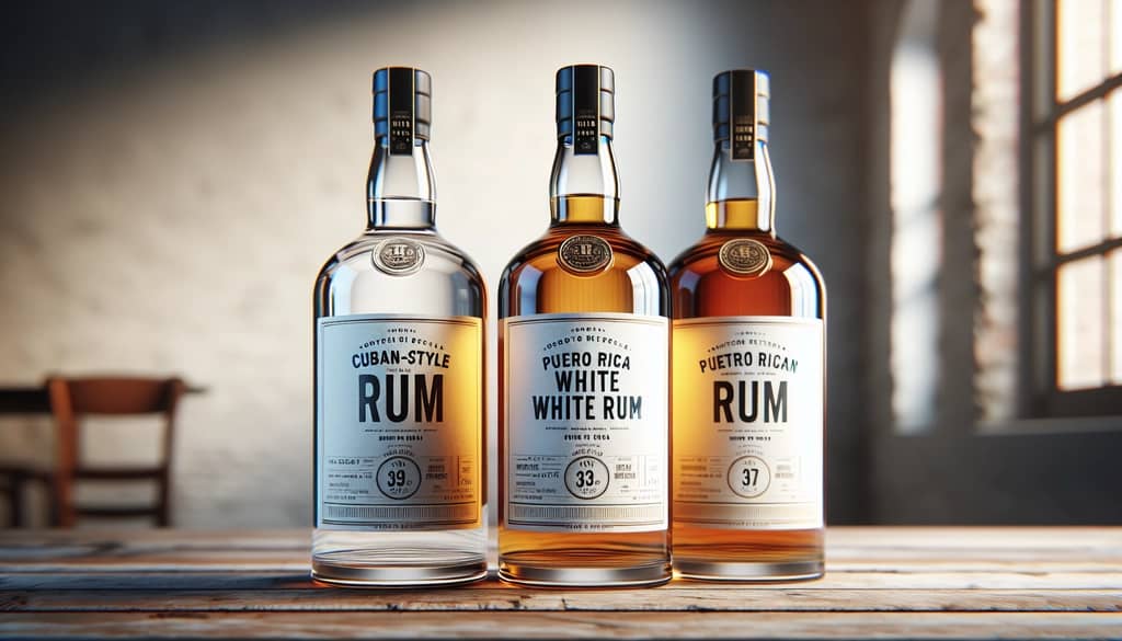 three types of rum bottles for strawberry daiquiri
