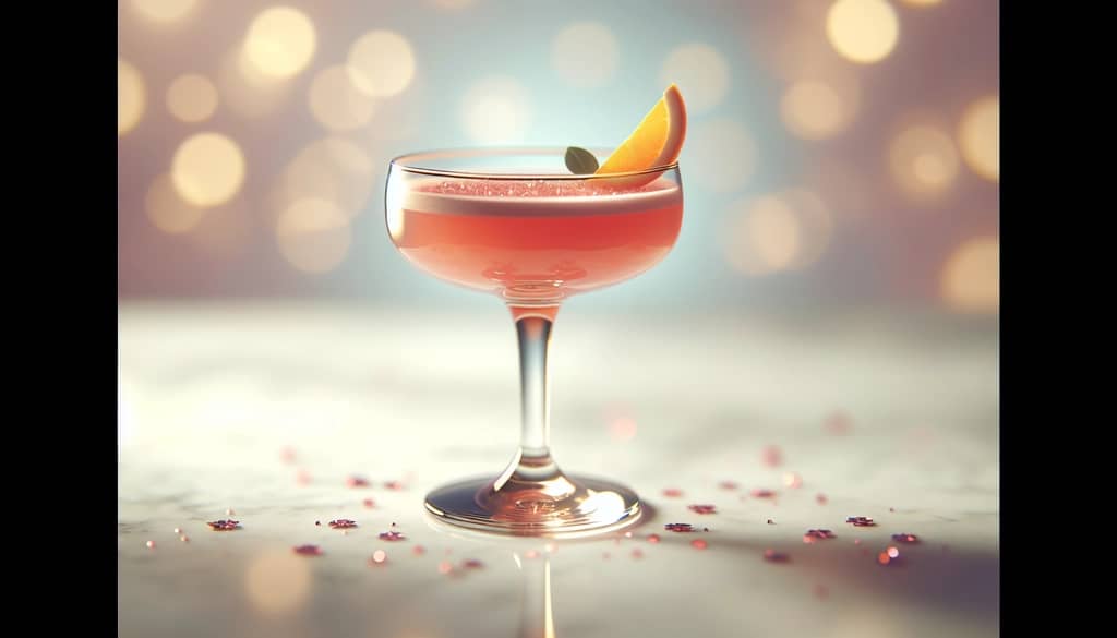 Geburtstagscocktail mit hellem Fruchtsaft in einem Coupé-Glas