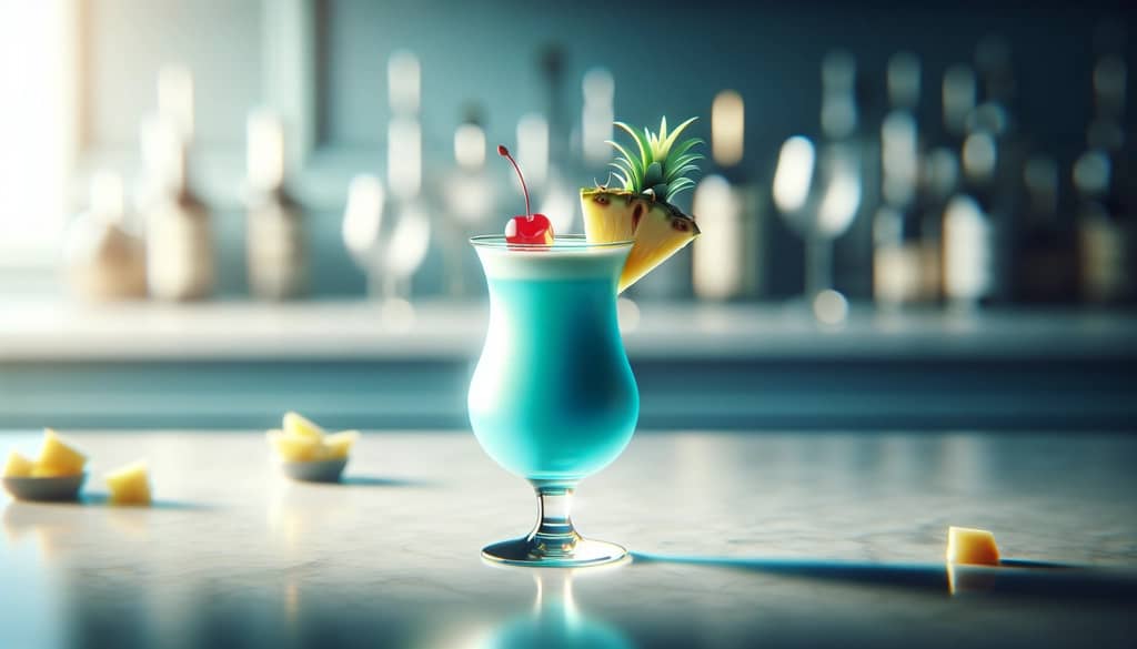 blue hawaiian cocktail with coconut cream