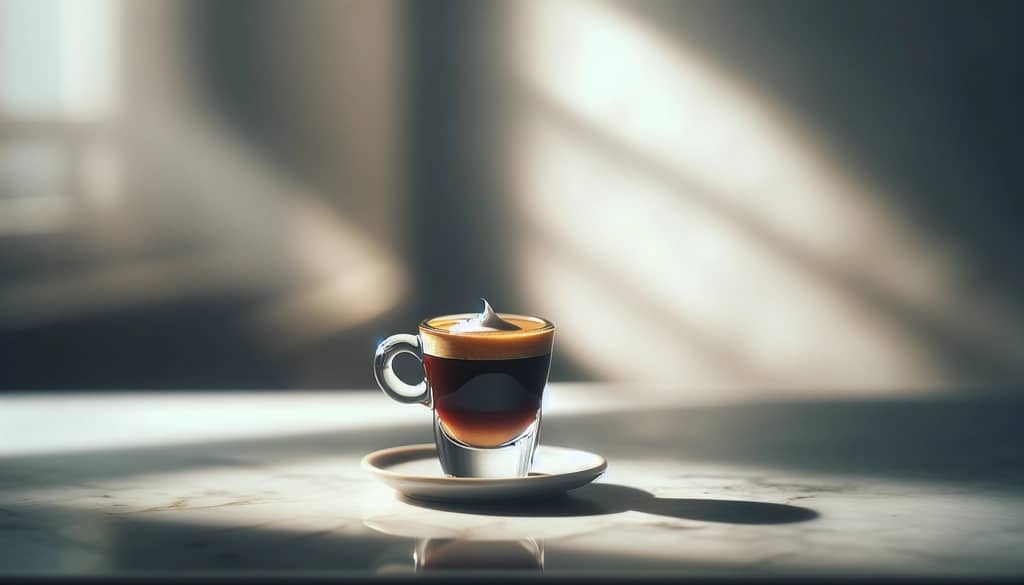 cafe amaretto espresso en taza pequeña sin nata