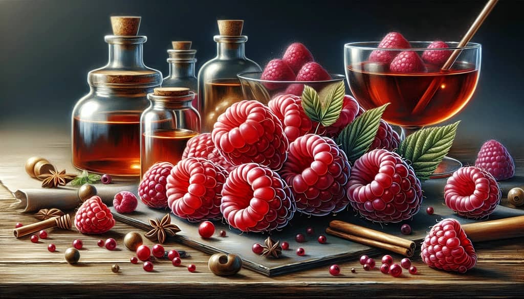 Close-up of raspberries showcasing their rich vitamin and fiber content for nutritional cocktails