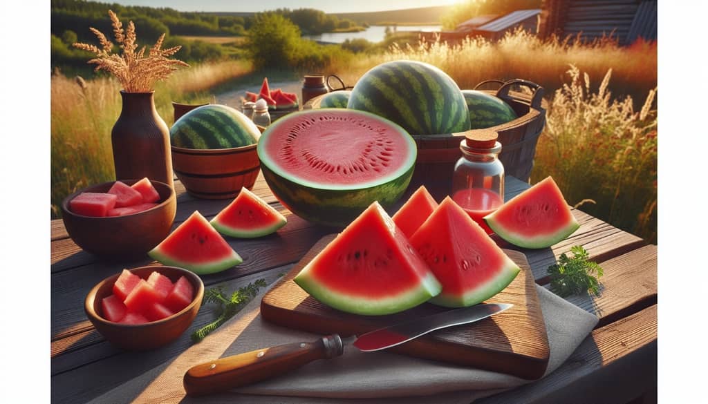 Close-up of watermelon slices showing vibrant colors and vitamin-rich content.