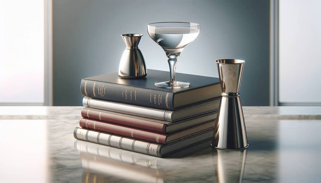 cocktail books and measuring tools