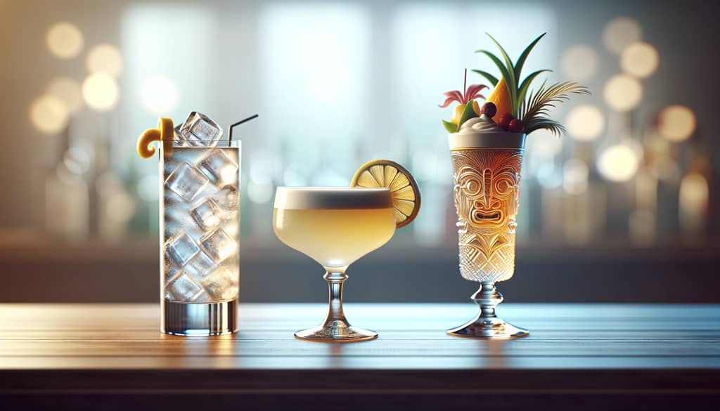 phạm vi độ phức tạp của cocktail từ đồ uống đơn giản đến phức tạp