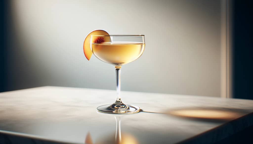 koktail dengan hiasan persik segar