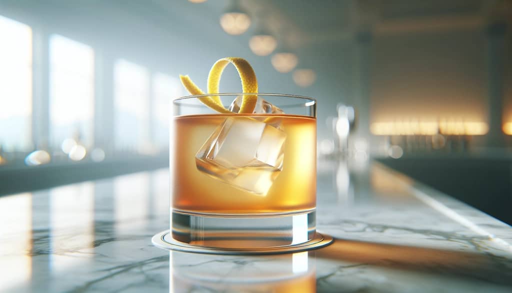 Cocktail mit Zitronenzeste als Garnitur