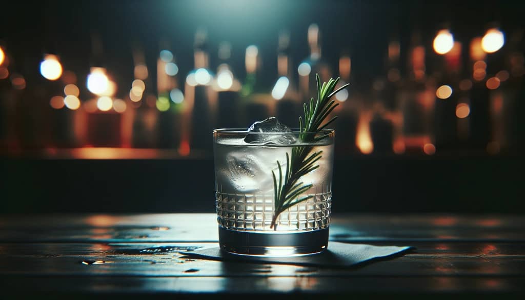 cocktail with rosemary garnish