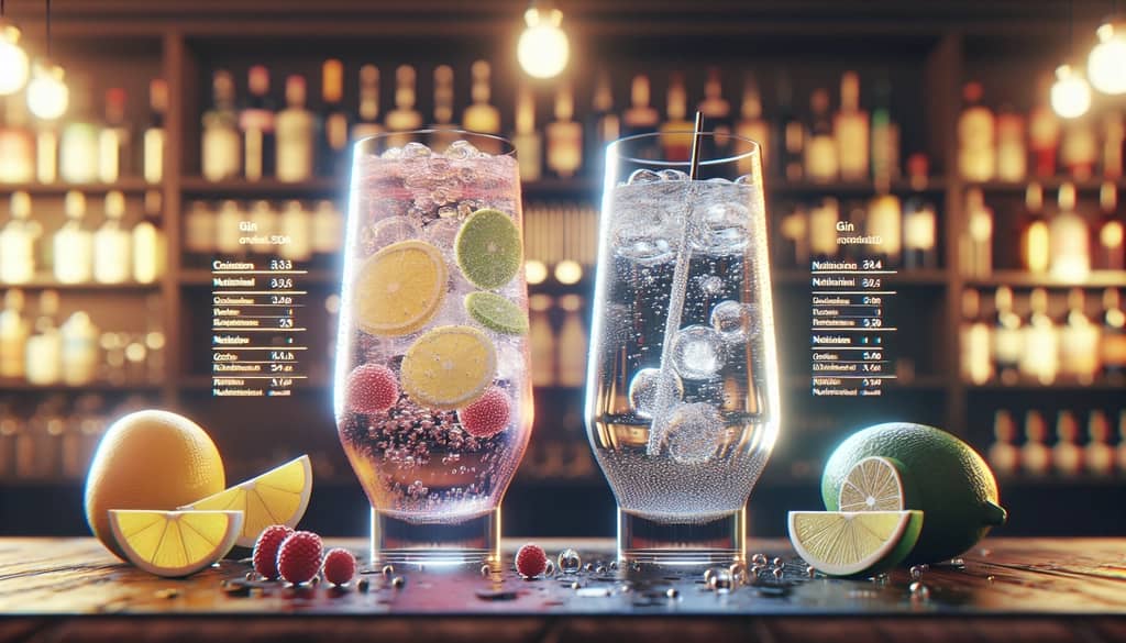 Comparison of Gin and Soda with Gin and Tonic, showcasing nutritional differences