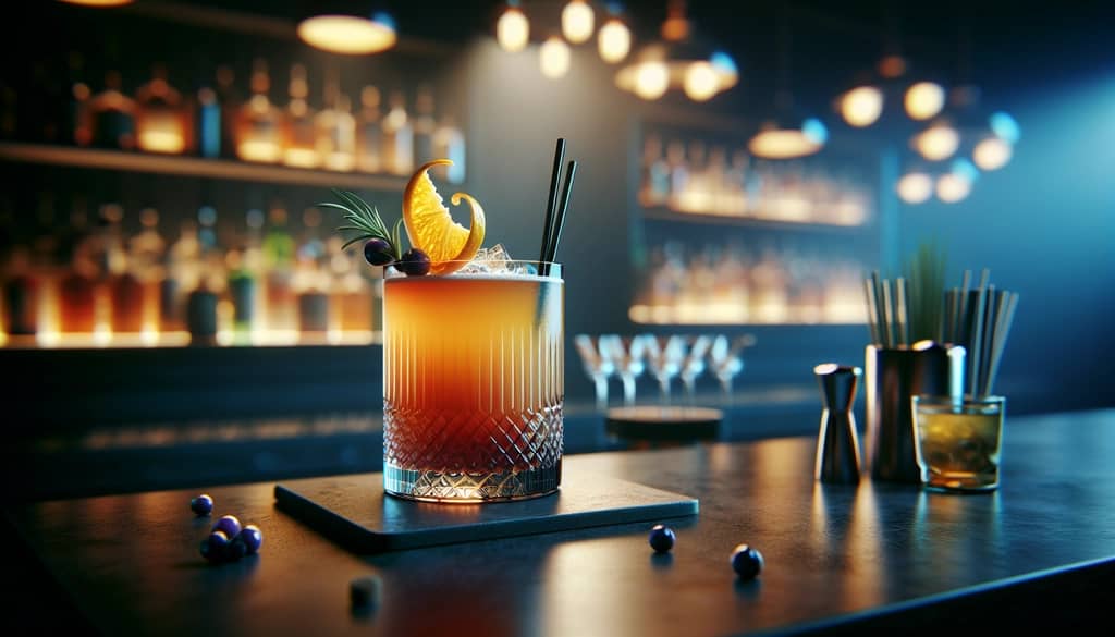 Contemporary Boston Sour with a modern twist, garnished with a citrus peel