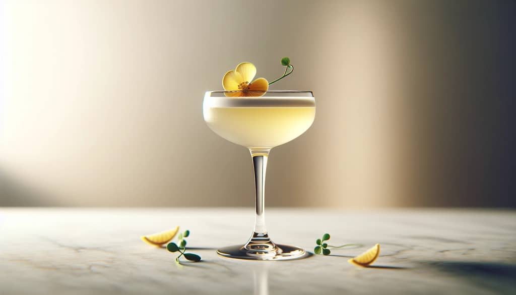 contemporary sour in coupe glass with garnish