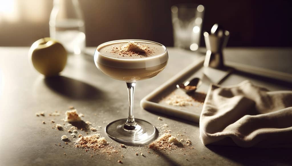 كوكتيل كريمي في كأس كوب مع تزيين جوزة الطيب المبشورة