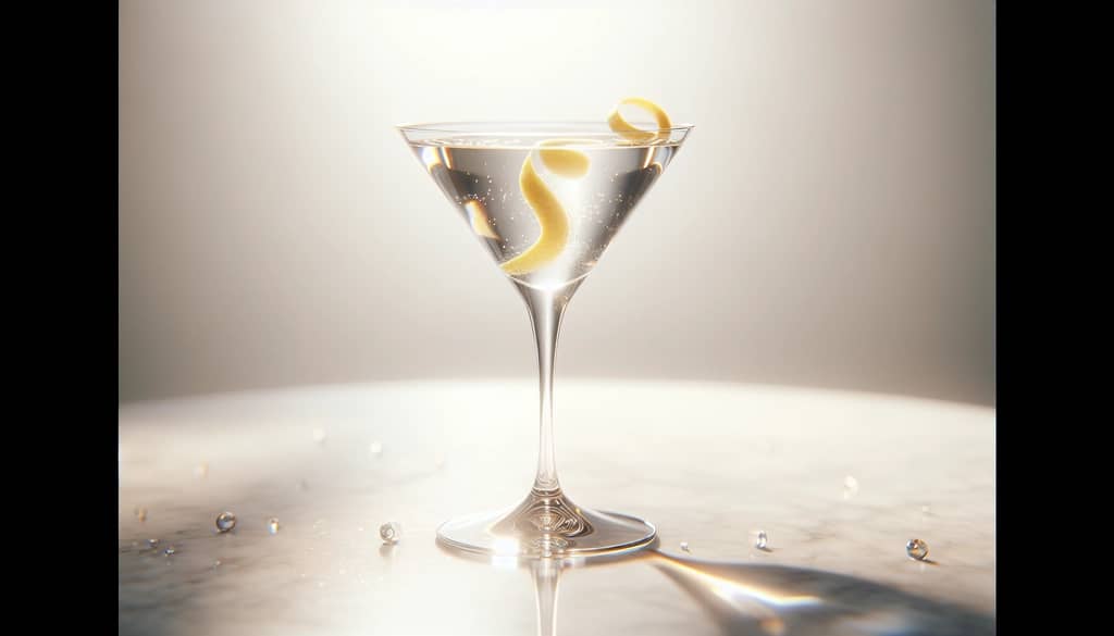 dry martini glassware styles with lemon twist garnish