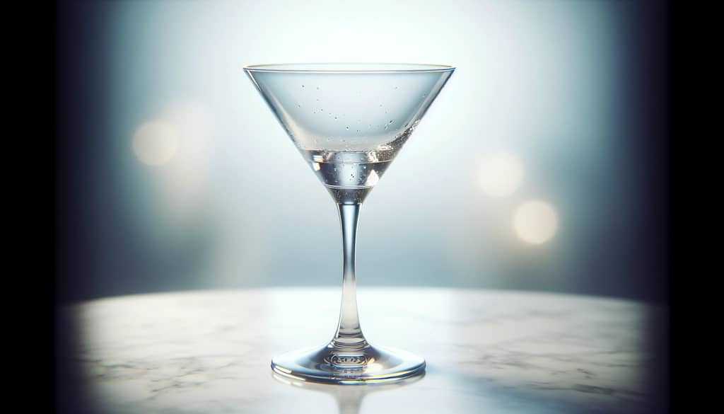 Empty chilled martini glass on marble bar