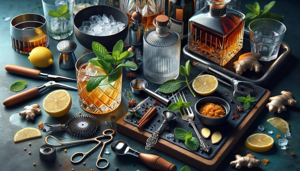 Fresh ingredients displayed for crafting the perfect Skeleton Key cocktail