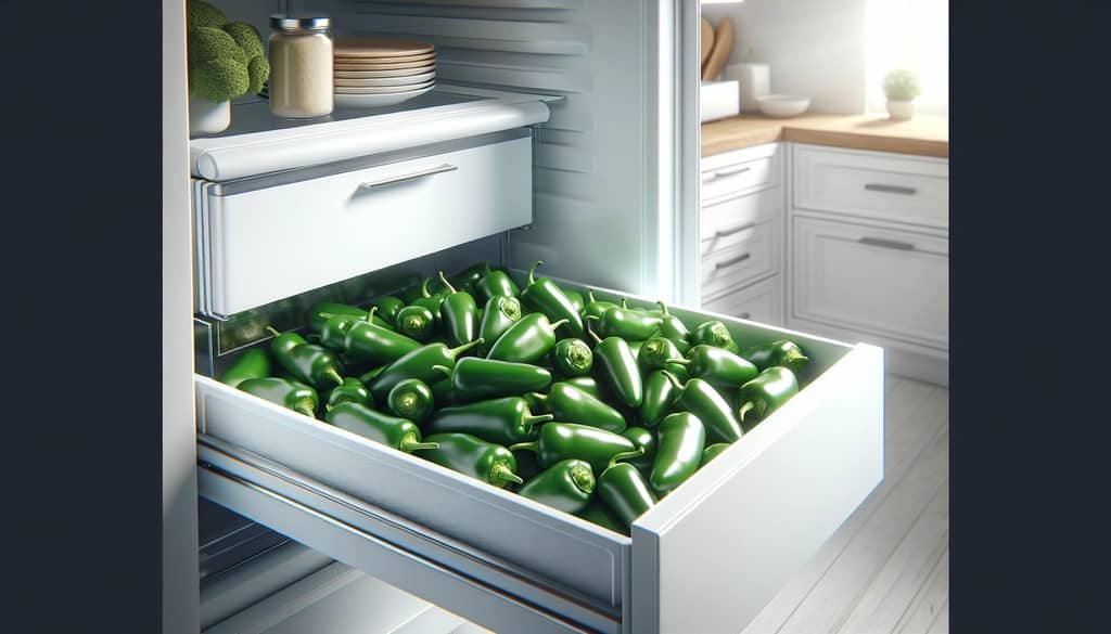 fresh jalapenos in refrigerator crisper