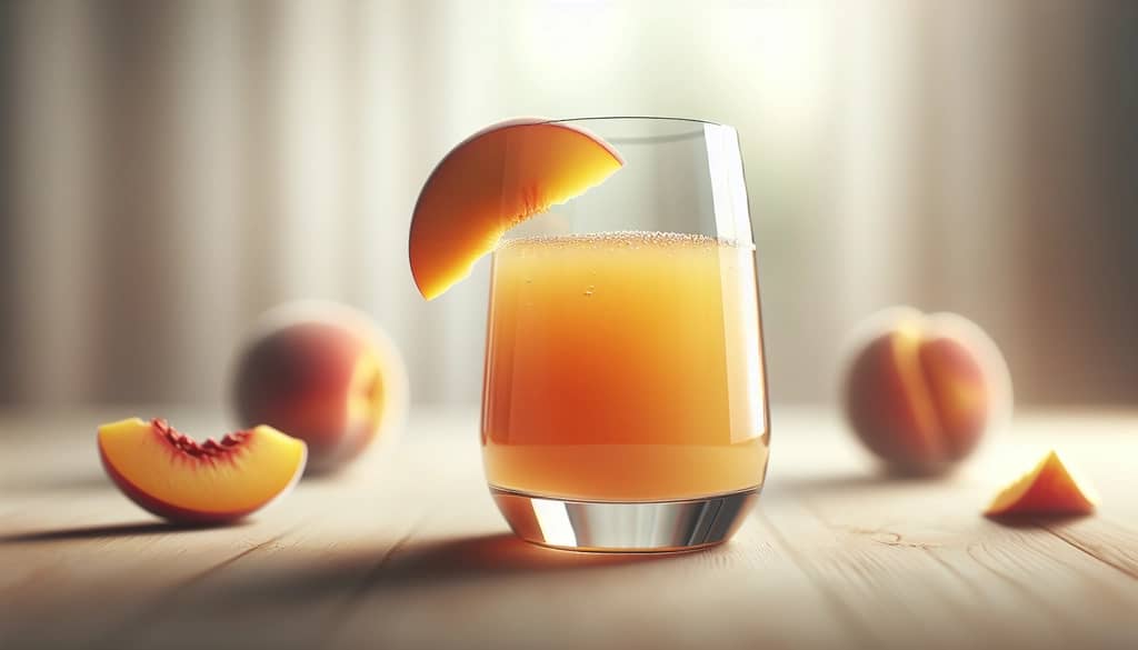 Nước ép đào tươi mới trong ly